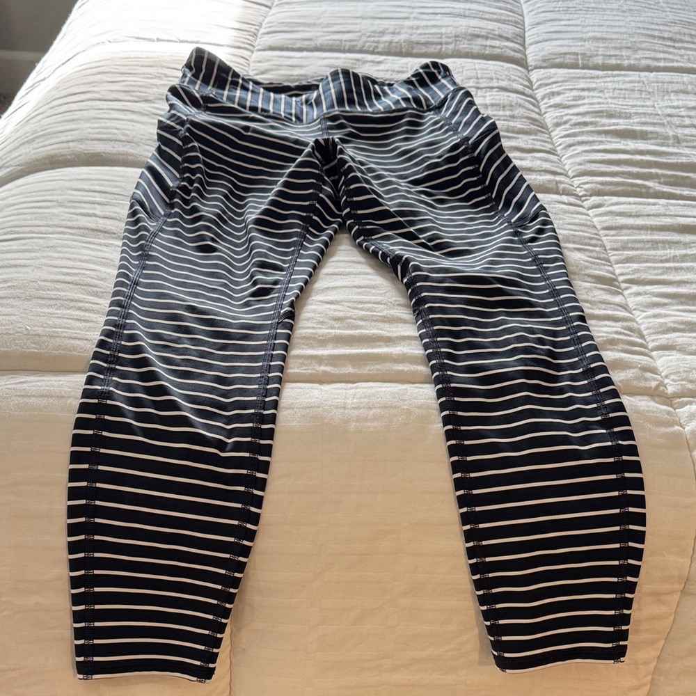 Athleta Black & White Striped Leggings